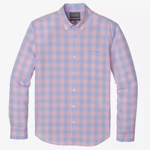 Bonobos Size XL  checked pink light blue sky plaid slim long sleeve shirt men